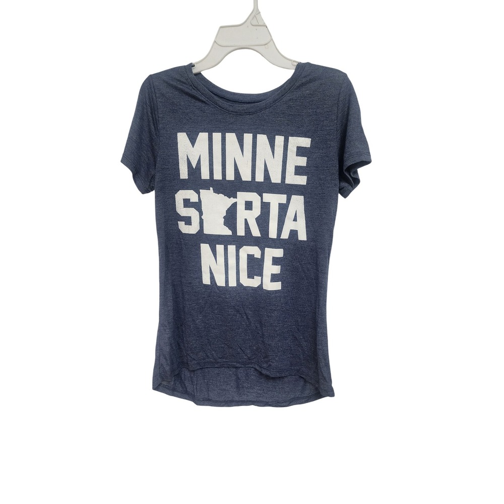 Minnesota Nice Graphic‎ T-Shirt Heather Navy Blue Short Sleeve Small MN State